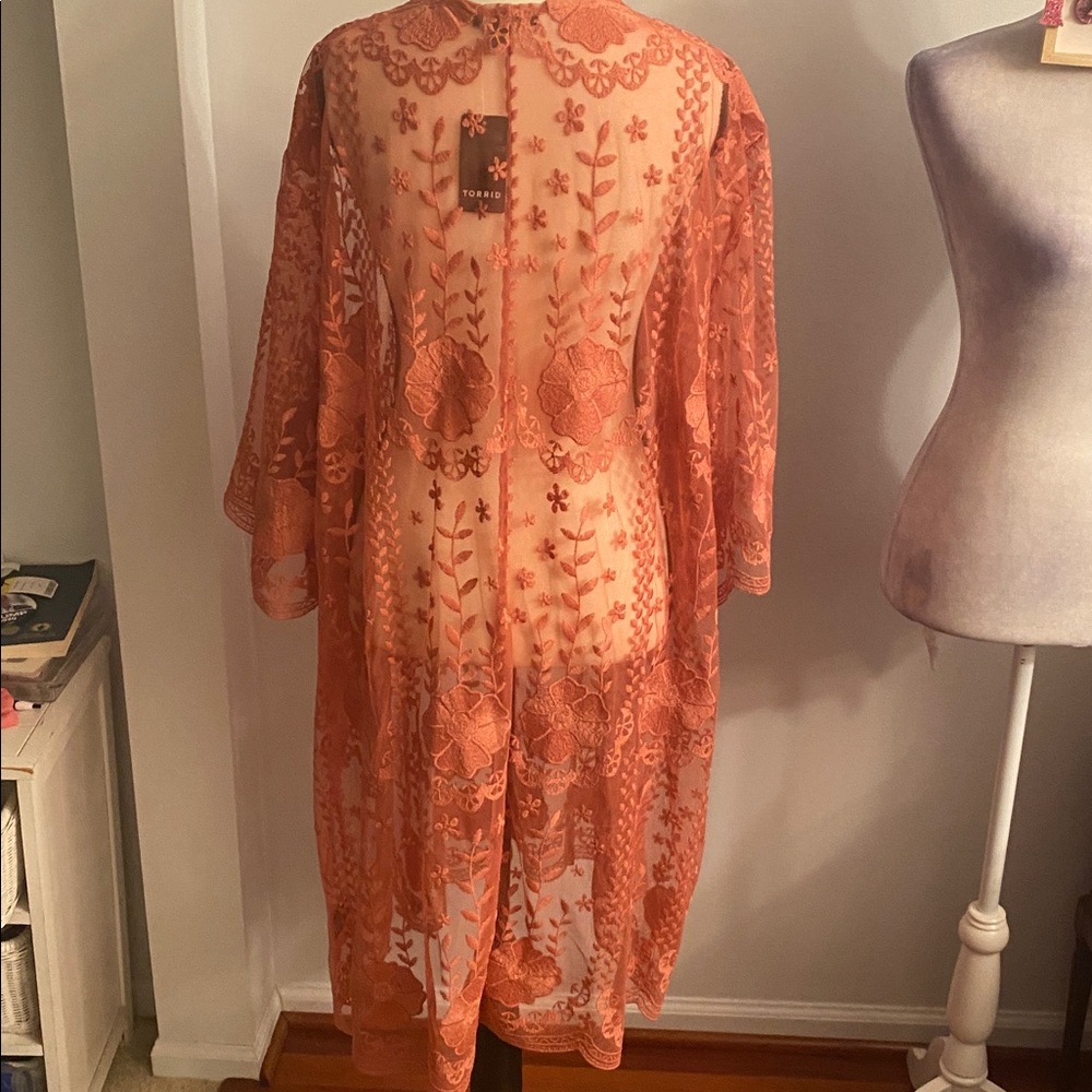 Torrid size 3/4 open front mesh crochet lace kimono NWT - Picture 6 of 9